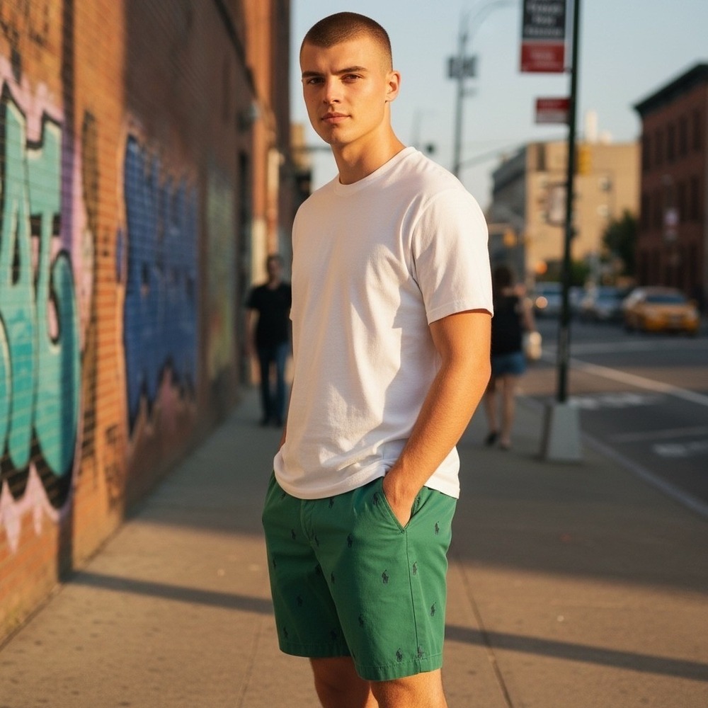 Polo Ralph Lauren Mens Prospect Shorts Green Embroidered Pony Cotton Size 30